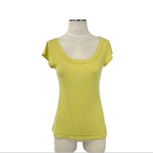 Anthropologie- Little Yellow Button Raw Edge Tee M